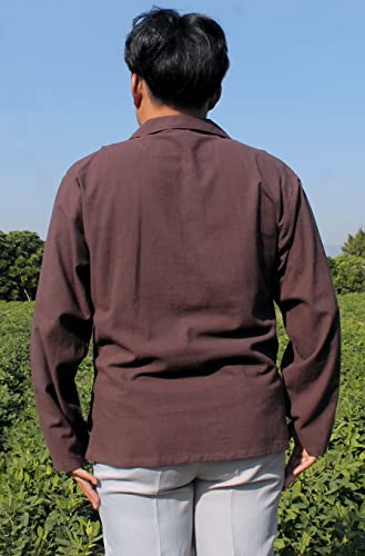 RaanPahMuang V-Neck Beach Shirt for Men 100% Cotton Harem Long Sleeve Big Collar4