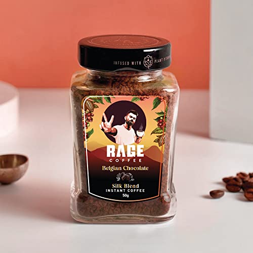 Image of Rage Coffee Silk Blend Instant Coffee | Belgian Chocolate Silk Blend Flavoured Coffee 60 GMs | Premium, Bold & Smooth (Pack of 2)