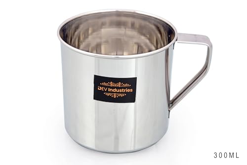 Image of Stainless Steel Multipurpose Mug | Steel Camping Mug | Steel Mug for Bathroom Shower Home | Strong and Sturdy Mug, Silver (Stainless Steel, 300ML)