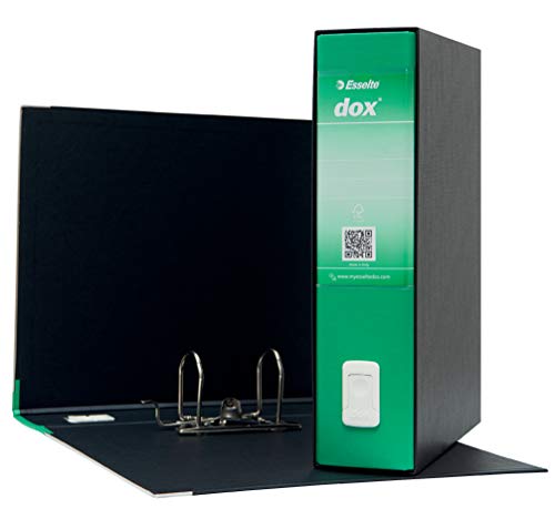 Rexel Esselte Dox 2 Raccoglitore a Leva Formato Protocollo D8, A4, Verde, Confezione da 6 Pezzi