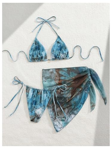 Bikini string 3 pièces avec vêtements de plage pour bronzage parfait