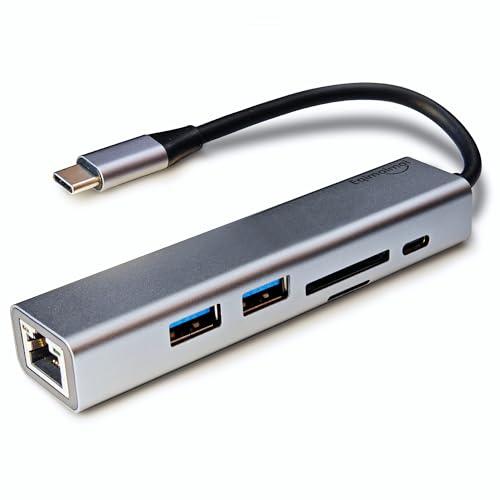 Image of USB-C Ethernet Adapter with 100W Charging Port & Multiport Hub - Gigabit Ethernet Adapter, 5GB USB 3.0, SD /FT for Laptops, MacBooks, Chromebooks & More