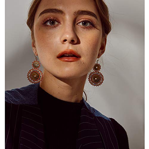 Badu Seed Beaded Circle Beads Earrings Bohemian Dangle Earrings Handmade Bead Fashion Jewelry Drop Earrings for Women3