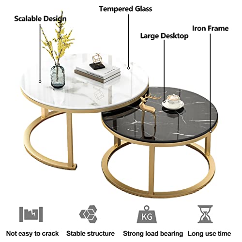Table basse ronde en verre avec cadre en métal robuste - 8
