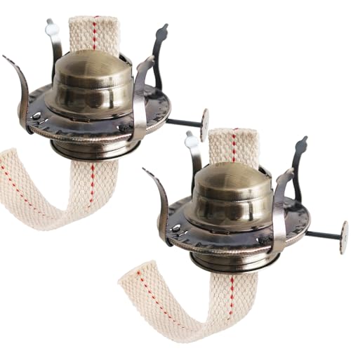SYOENK 2 Pcs Oil Lamp Burner #2 Size with Cotton Wick Replacement Parts for Kerosene or Vintage Lamps Fits Holds a 3 Inch Base Chimney