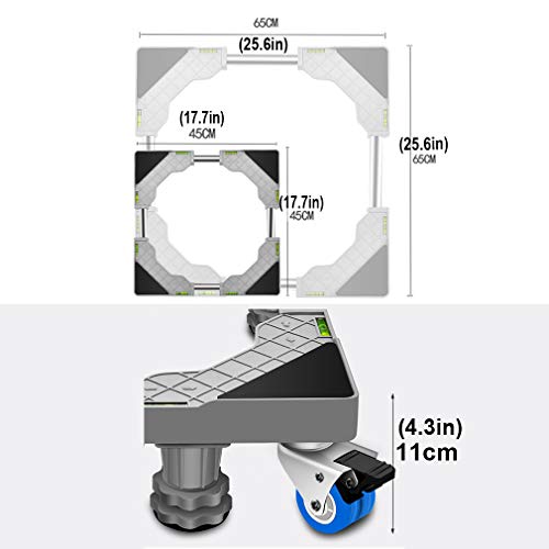 Carro para Lavadora con Ruedas con Bloqueo, Soporte Ajustable para electrodomésticos de 45 a 65 cm, Pedestal Universal para Lavadora y Secadora Que facilita la Movilidad.