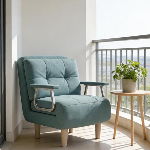 Fabulcozy Canapé Velours Côtelé Convertible 1 Place - Fauteuil Convertible avec Coussin et Accoudoirs Métal