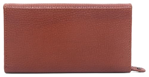 Image of WildHorn Women's Genuine Leather RFID Blocking Wallet | Tri-Fold High-Capacity Ladies Purse with Card Slots, Zipper Coin Pocket & Snap Closure | Ideal Gift for Women (Tan)