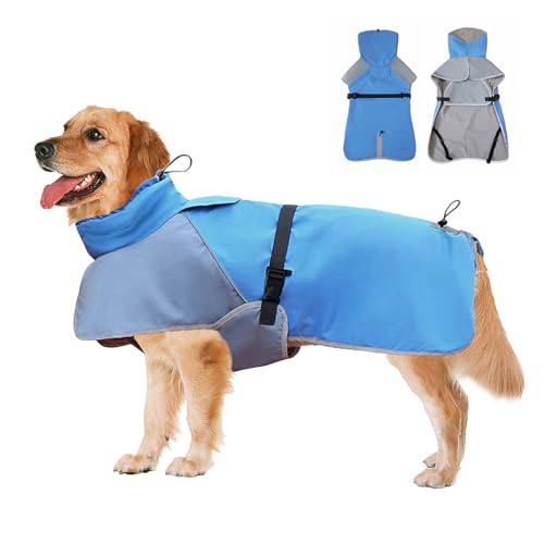 LESYPET Dog Coats for Large Dogs Winter Waterproof, Double Layer Dog Jacket Winter for Large Breed with Fleece Lining Warm Dog Raincoat for Large Dogs Outdoor, Blue 5XL LESYPET Dog Coats for Large Dogs Winter Waterproof, Double Layer Dog Jacket Winter for Large Breed with Fleece Lining Warm Dog Raincoat for Large Dogs Outdoor, Blue 5XL