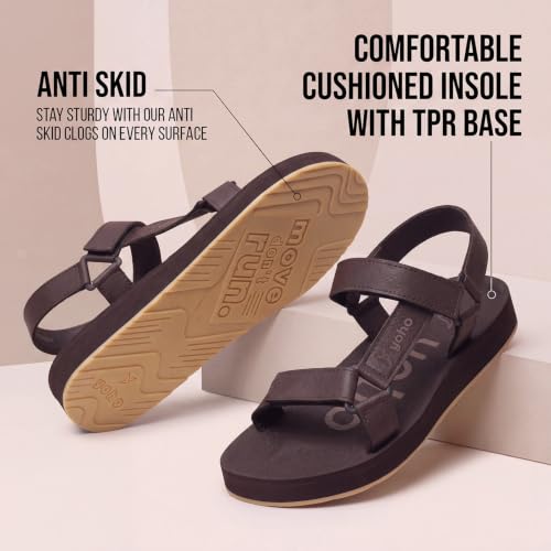 Image of YOHO EVA Sandals for Women | EVA sole | Comfortable cushioned sole with TPR base | Lightweight | Soft skin friendly straps | Adjustable straps | Velcro closure | Vibrant colour options