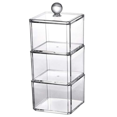 ERINGOGO 透明蓋付き収納ボックス 化粧綿収納ケース 多機能コッパッドオーガナイザー 卓上整理用品 メイク道具整理