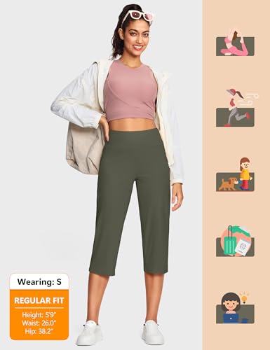 Image of ISEEGZ 15 inch / 18 inch / 21 inch / 25 inch Capri Pants for Women High Waist with Pockets Women's Capris Workout Yoga Pants Loose Straight Leg