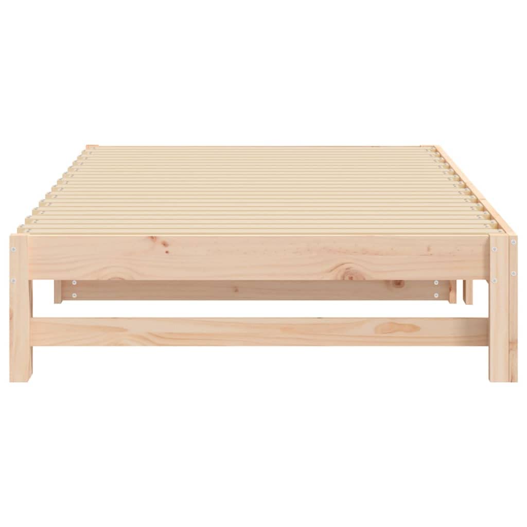 vidaXL Tagesbett Ausziehbar Sofa Gästebett Sofabett Bett Bettsofa Holzbett Schlafsofa Ausziehbett Bettgestell 2X(80x200) cm Massivholz Kiefer