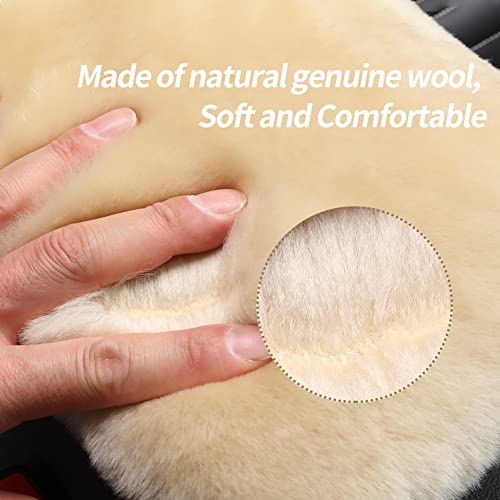 Image of IRIWOOL Sheepskin Armrest Cover Auto Center Armrest Cover Car Soft Console Pad, Fluffy Wool Auto Center Console Cover for Most Car Arm Rest Decoration Protector 7 x 13 Inch (Shearling, Dark Gray)
