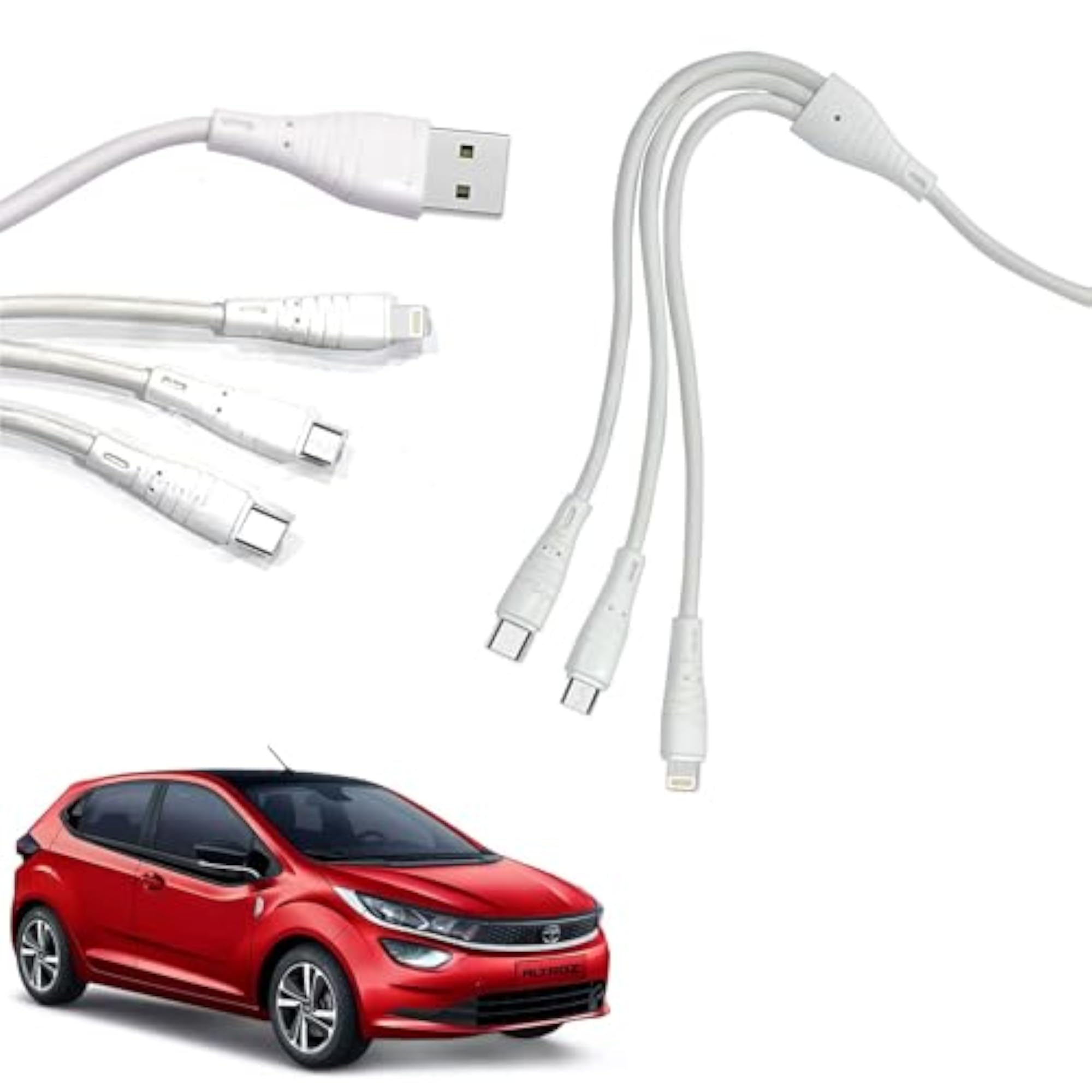 3 in 1 Fast Rapid Charging Cable for Micro USB, iPhone & Type C