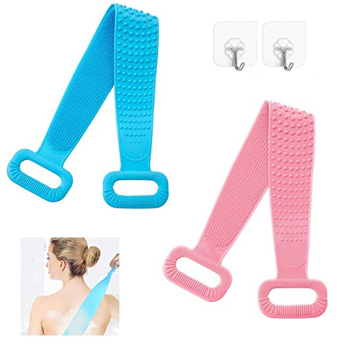 Bath Body Brush Silicone Body Brush For Shower,2 Pack(YMJ) Back Cleaning Shower Strap For Men,Women,Exfoliating Massage For Shower Bath Body Brush Bathroom Shower Strap (MIX)