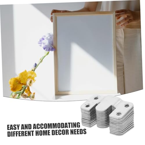 Image of 20pcs Heavy Duty Photo Frame Hook Picture Frames Heavy Duty Mounting Clips Wall Mounting Interlocking Brackets Picture Frame Hooks Picture Hanging Hardware Silver Stainless Steel