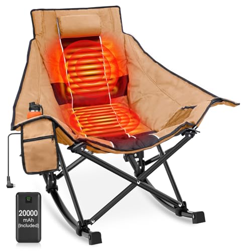Suteck Heated Rocking Camping Chair Rocker Camp Chairs with Power Bank