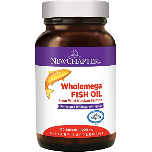 New Chapter Wholemega Fish Oil Supplement - Wild Alaskan Salmon Oil with Omega-3