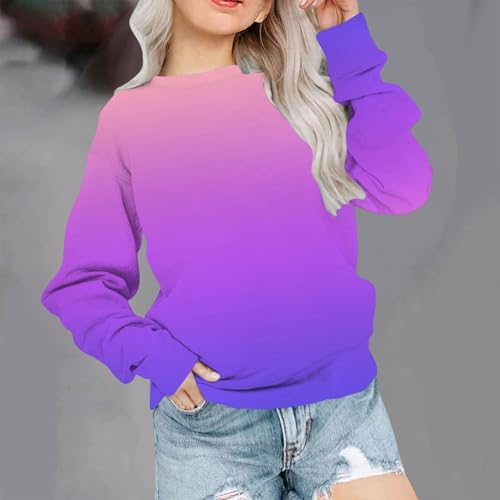 Girls Oversized Crewneck Sweatshirts Long Sleeve Gradient Hoodies Casual Pullover Tops Teen Preppy Clothes 1-12T2