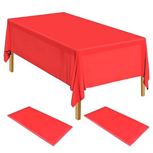 ELECLAND 2-Pack Red Plastic Table Covers 137cm x 274cm Rectangle Ideal for Baby Showers Weddings Birthdays & Parties