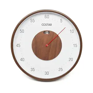 CostarMatter Glass Art Master Wall Analog Clock Silent Quartz Decorative Non-Ticking Classic Analog Clock Battery Operated Round For Office Room Home Kitchen Bedroom(Urban Master Series 30X30Cm),Brown