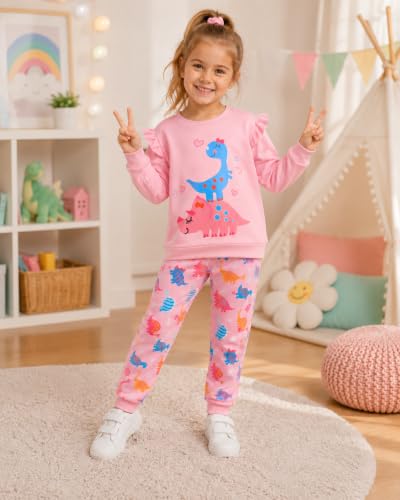 Image of Girls 2 Piece Outfits Toddler Girls Leopard Print T-Shirt and Leggings Set School Outfits Girl Clothes Fall Sets