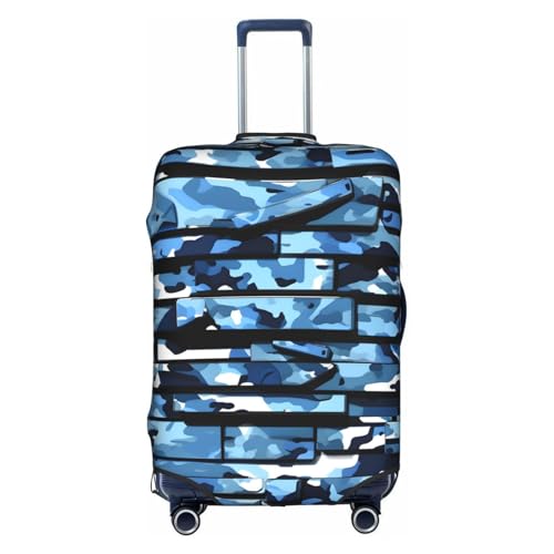 Housse de protection pour valise polyester lavable camouflage bleu XL