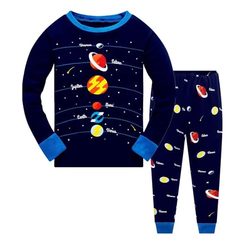 Generisch Conjunto de ropa de dormir de manga larga de 2 piezas para niños y niñas., azul oscuro, 9-10 años