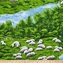 farm animals 1 Yard - In the Meadow Sheep Allover 100% Cotton Fabric - Officially Licensed (Great for Quilting, Sewing, Craft Projects, Throw Pillows, Quilts & More) 1 Yard X 44"