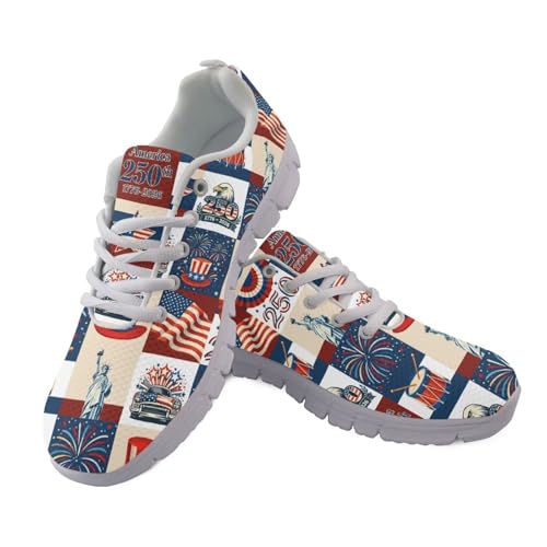 Image of Jeiento American Flag Shoes Men's Fashion Sneaker Sports Running Shoes Causal Travel Walking Flat Shoe Breathable