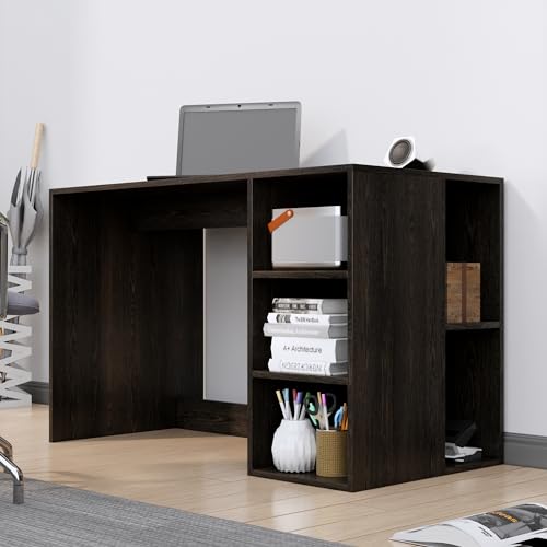 Image of Bniture Wooden Study Table for Home with Bottom Storage | Engineered Wood Study Table with Book Shelf | Multi Purpose Computer Desk for Writing | Laptop Table for Office & Home | Flower Wenge
