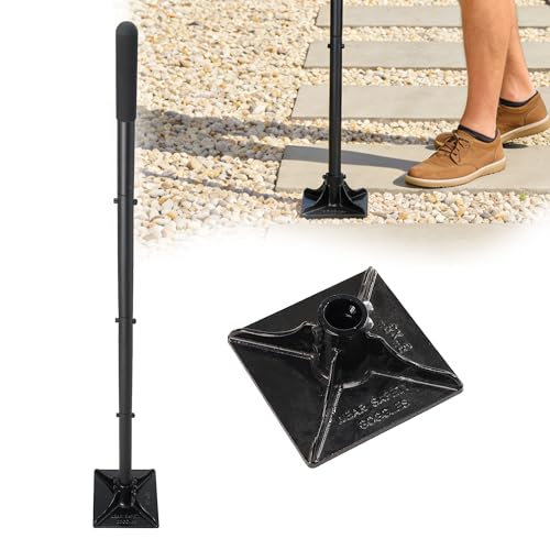 Tamper Tool with Detachable Long Handle 59 Inch Manual Heavy Duty Soil Compactor for Pavers Stones Lawn Edging Fence Post Installation Black