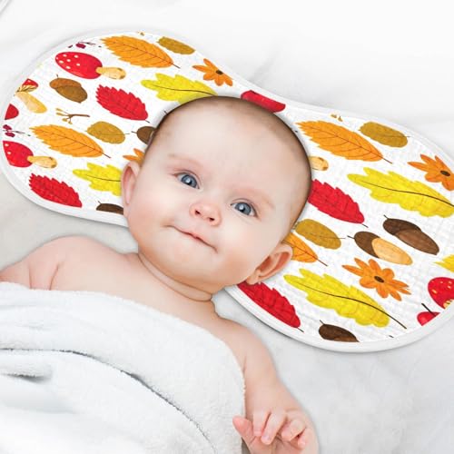 Kigai Colorful Leaves Burp Cloths for Baby 4-Layer Cotton Muslin Burping Cloths 22x11 inch Super Soft & Absorbent Spit Up Burp Rags for Newborn Boys Girls 2 Pack4