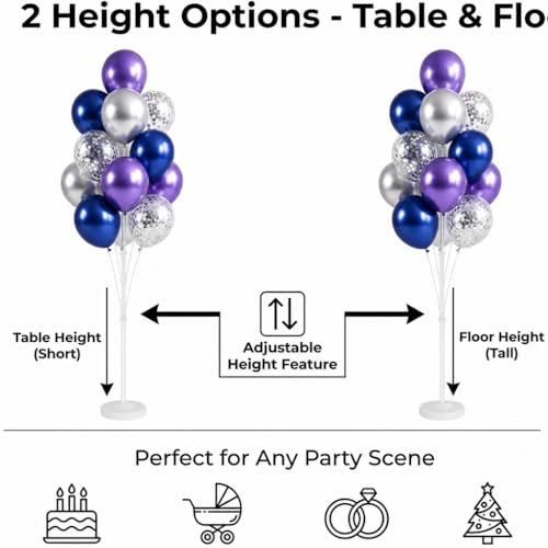 Image of Balloon Column Stand Kit with Balloons, Base and Pole, Balloon Column Kit for Floor or Table Backdrop Decoration for Party Wedding Baby Shower Birthday Graduation (Midnight Purple Blue)