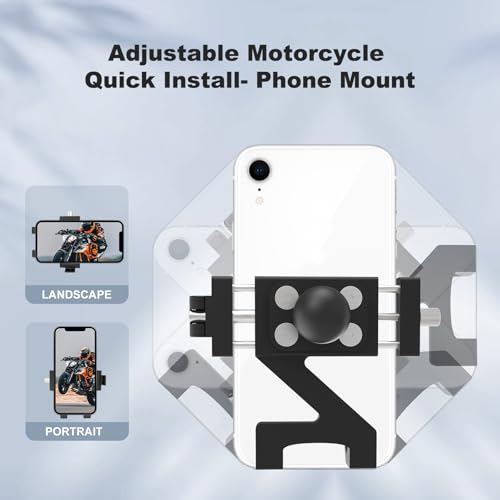 Image of Motorcycle Phone Holder with 1 inch Ball Head, Aluminum Alloy & Semi-Enclosed Design One-Hand Release Quick Access Adjustable Bike Ebike Smartphone Stand Mount, 66001