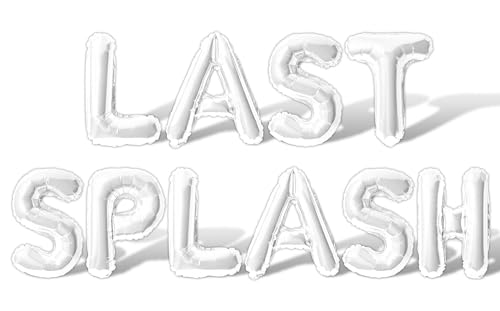 Image of Letter Balloons - LAST SPLASH 16 inch Inch Alphabet Letters Foil Mylar Balloon Bachelorette or Bachelor Party Banner (White)