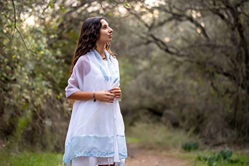 Personalized Bat Mitzvah Tallit Prayer Shawl, Lace light Blue Tallit for Women, Girls Tallit from Israel3