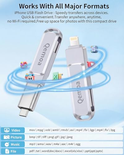 MFi Certified 512GB Flash Drive Photo Stick for iPhone, External Memory Photo Keeper Storage for Data Saver/Backup/Transfer Files/Picture/Video/iPhone/iPad/iOS/Android/PC (Gray)Available Space: ~484GB