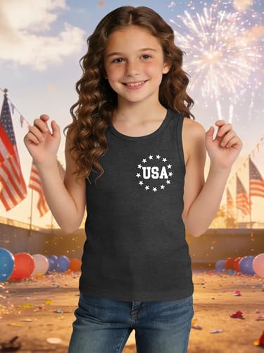 Image of Ithalt Girls 4th of July Tank Top for Kids Boys USA Patriotic Shirt American Flag Tshirt Red White and Blue Sleeveless