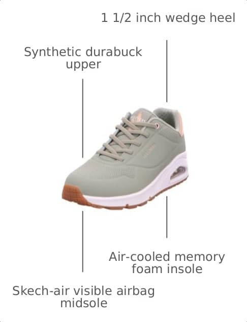 Image of Skechers Women's Uno Shimmer Away Sneaker | Casual sneaker, Skechers Air-Cooled Memory Foam, Skech-Air, Wedge Fit with 1-inch height, Slip-On, stretch laces