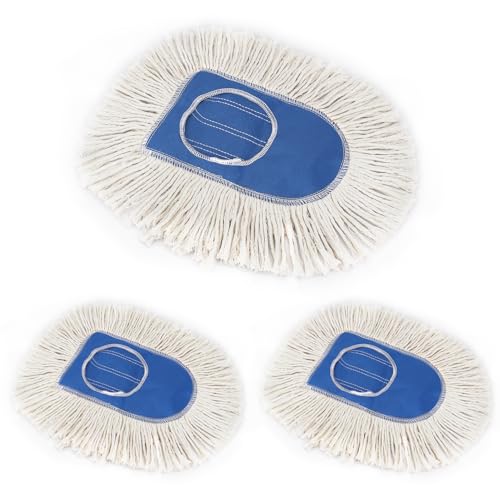 10 Inch Dust Mop Head: Replacement Medium Washable Commercial Sweeper and Janitorial Dust Mop Head Replacement (3 Packs)