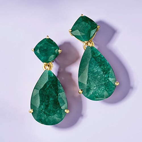 Ross-Simons 19.20 ct. t.w. Emerald Drop Earrings in 18kt Gold Over Sterling3