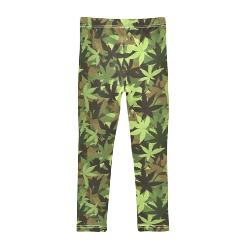 Girls' Athletic Leggings Ankle Length Yoga Dance Pants Kids Teen 4T Leaves in Camouflage2
