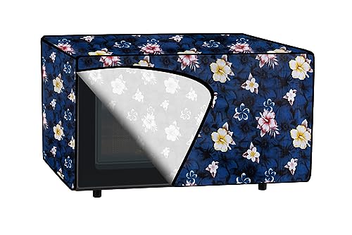 Image of The Furnishing Tree PVC Waterproof Microwave Oven Cover Compatible for 20 L Solo 20PM-MEC1 Floral Pattern Blue