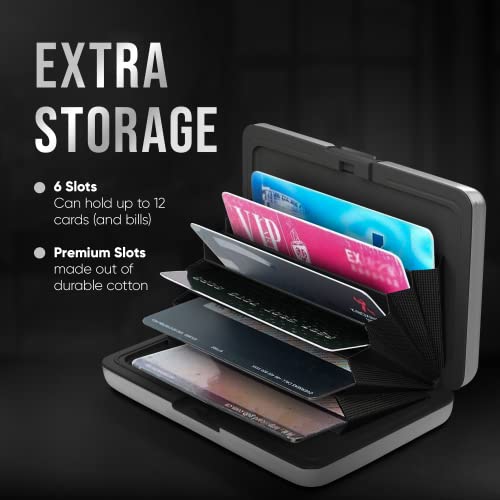 Topmost TP001 Rfid-Blocking Aluminum Wallet Credit Cards Holder For Men & Women - Slots For 12 Cards And Bills. Credit Card Protector - Credit Card Case. Metal Card Holder. Rfid Card Holder thumb #2