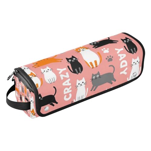 Bolsa de Viaje para Herramientas de Pelo y Tapete Resistente al Calor con Cierre impermeable para Plancha y Rizador Rosa con Gato Loco miniatura 1