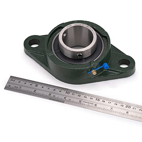 Image of XIKE 2 Pcs UCFL210-31 Bore 1-15 /16 inch Pillow Block Flange Mounted Ball Bearings, Solid Cast Iron Base and Self Aligning Chrome Steel Sealed Bearings.