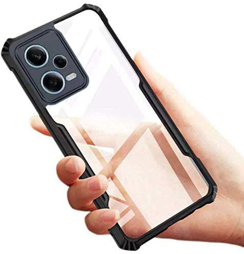 Image of A rtistque Clear Hard Back Cover for Redmi Note 12 5G /Poco X5 5G Transparent Acrylic Armor Anti-Drop Shockproof TPU Edge Back Cover Case for Redmi Note 12 5G /Poco X5 5G - Black
