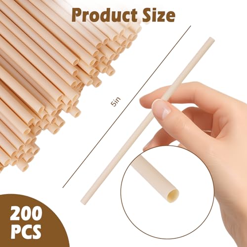 200 Pitillos biodegradables de bambú reutilizables 5 pulgadas miniatura 2